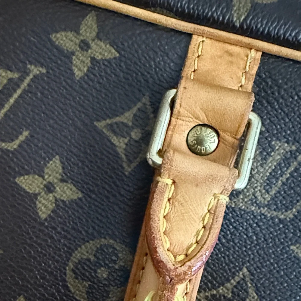 Louis Vuitton Monogram Canvas Briefcase with Tan Leather Trim